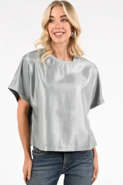 Aimée the label dreamy Blouse korte mouw Vergrijsd blauw