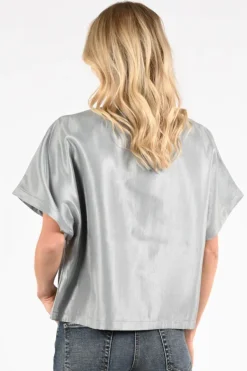 Aimée the label dreamy Blouse korte mouw Vergrijsd blauw