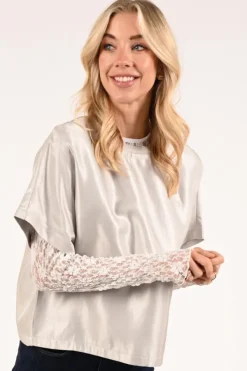 Aimée the label dreamy Blouse korte mouw Zilver
