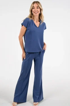 Aimée the label ingrid T-shirt korte mouw Vergrijsd blauw