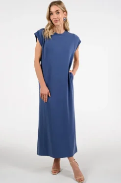 Aimée the label silvana Jurk korte mouw Vergrijsd blauw