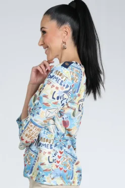 Atelier Maillet DF6st008 T-shirt driekwart mouw Licht blauw