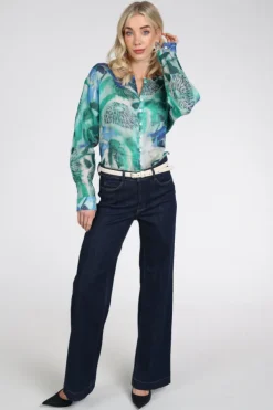 Atelier Maillet DH6st051 Blouse lange mouw Groen