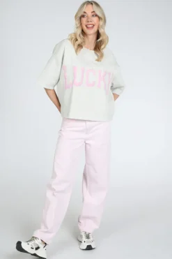 By-Bar begum slub jeans Broek Roze
