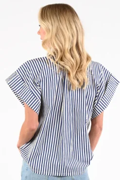 By-Bar 26112019 Blouse korte mouw Blauw