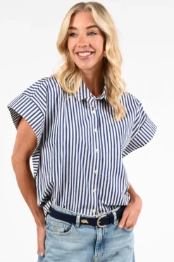 By-Bar 26112019 Blouse korte mouw Blauw