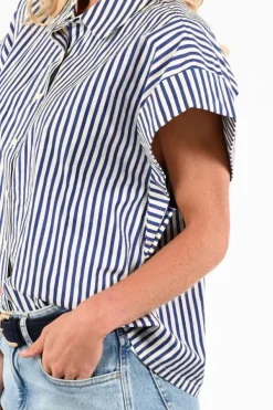 By-Bar 26112019 Blouse korte mouw Blauw