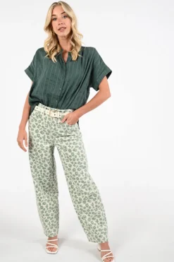 By-Bar 26112005 Blouse korte mouw Donker groen
