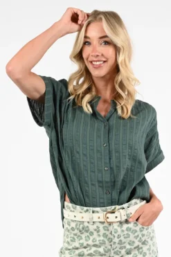 By-Bar 26112005 Blouse korte mouw Donker groen