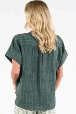 By-Bar 26112005 Blouse korte mouw Donker groen