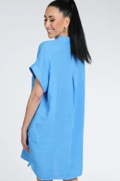 By-Bar Hella linen dress Jurk korte mouw Blauw