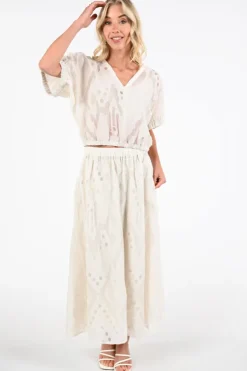 By-Bar 26218103 Rok wijd lang Off white