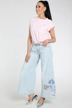 Cambio Palazzo cropped Jeans Light blue denim