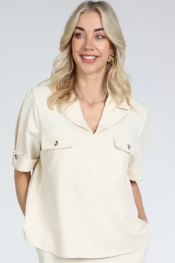Caroline Biss 1631 Blouse korte mouw Ecru