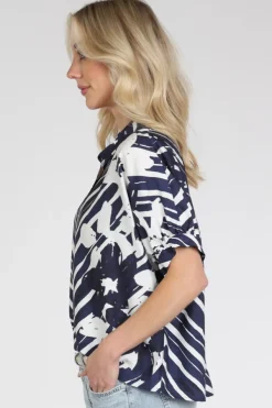 Caroline Biss 1674 Blouse korte mouw Inkt