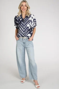 Caroline Biss 1674 Blouse korte mouw Inkt