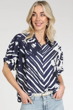 Caroline Biss 1674 Blouse korte mouw Inkt