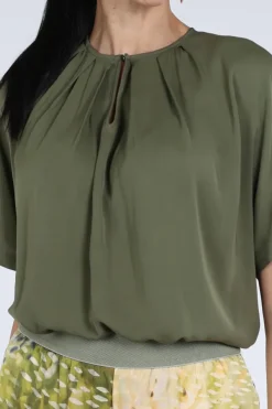 Caroline Biss 1628 Blouse korte mouw Kaki