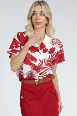 Caroline Biss 1690 Blouse korte mouw Rood