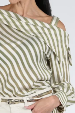 Caroline Biss 1644 Blouse lange mouw Kaki