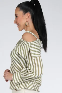Caroline Biss 1644 Blouse lange mouw Kaki