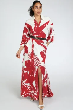Caroline Biss 1188 Jurk driekwart mouw Rood