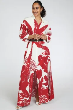 Caroline Biss 1188 Jurk driekwart mouw Rood
