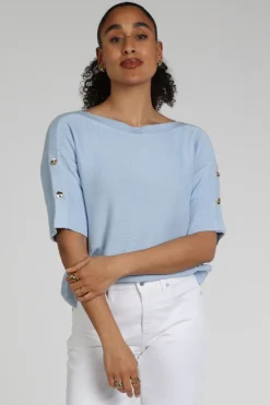 Caroline Biss 1210 Pull korte mouw Licht blauw