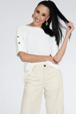 Caroline Biss 1210 Pull korte mouw Wit