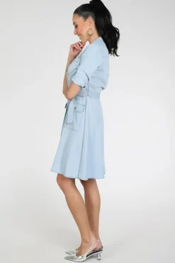 Catnoir 3417 Jurk driekwart mouw Blue denim