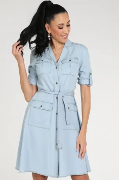 Catnoir 3417 Jurk driekwart mouw Blue denim