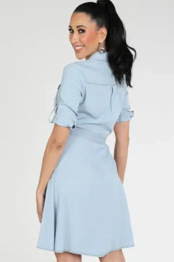 Catnoir 3417 Jurk driekwart mouw Blue denim