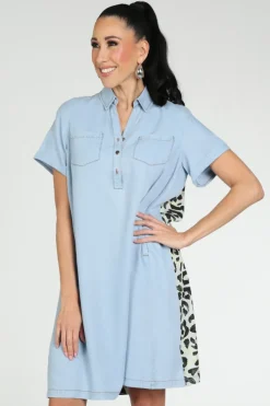 Catnoir 3183 Jurk korte mouw Blue denim