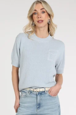 Catnoir 7521 Pull korte mouw Licht blauw