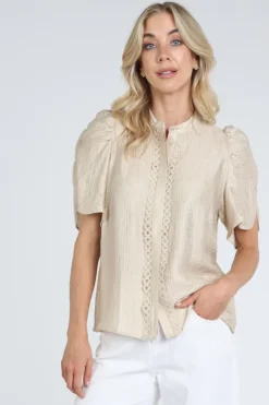 Co'couture 45111 Blouse korte mouw Beige