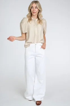 Co'couture 45111 Blouse korte mouw Beige