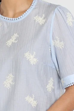 Co'couture 45098 Blouse korte mouw Licht blauw