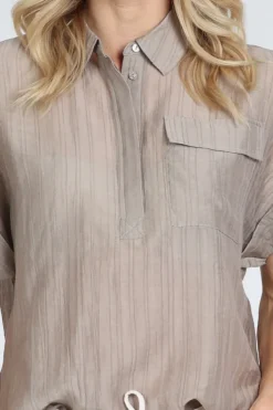 Co'couture 45121 Blouse korte mouw Taupe
