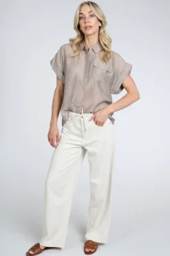 Co'couture 45121 Blouse korte mouw Taupe