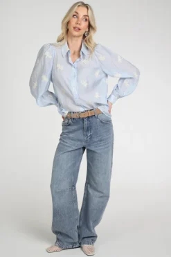 Co'couture 45056 Blouse lange mouw Licht blauw