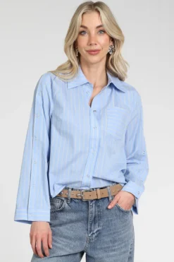 Co'couture 45051 Blouse lange mouw Licht blauw