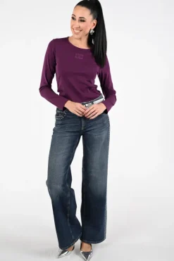 Co'couture Granny cc tee T-shirt lange mouw Bordeauxrood