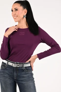 Co'couture Granny cc tee T-shirt lange mouw Bordeauxrood