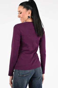 Co'couture Granny cc tee T-shirt lange mouw Bordeauxrood