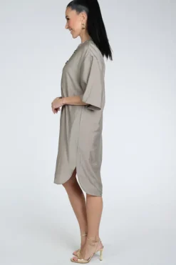 Co'couture 46084 Jurk driekwart mouw Taupe