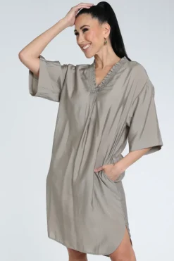 Co'couture 46084 Jurk driekwart mouw Taupe