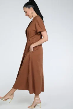 Co'couture 46112 Jurk korte mouw Bruin