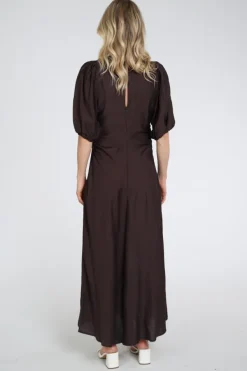 Co'couture 46093 Jurk korte mouw Donker bruin
