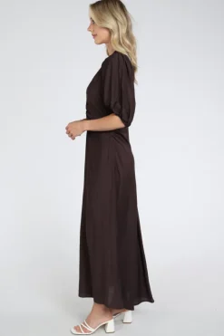 Co'couture 46093 Jurk korte mouw Donker bruin