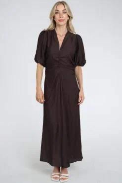 Co'couture 46093 Jurk korte mouw Donker bruin